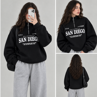 دورس نیم زیپ SAN DIEGO رنگ مشکی