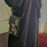 کیف دوشی چرم طبیعی هورس بزی زنانه طرح گل سفید