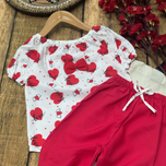 ست دو تیکه شومیز شلوارک دخترانه طرح قلب سایز 35 تا 50