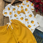 ست دو تیکه شومیز شلوارک دخترانه طرح قلب سایز 35 تا 50