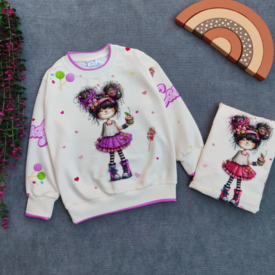 بلوز تک دخترانه طرح کاپ کیک سایز 40 تا 55