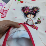 بلوز تک دخترانه طرح کاپ کیک سایز 40 تا 55