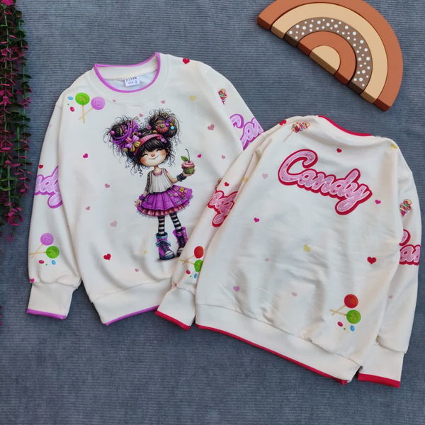 بلوز تک دخترانه طرح کاپ کیک سایز 40 تا 55