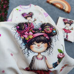 بلوز تک دخترانه طرح کاپ کیک سایز 40 تا 55