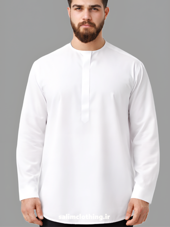 پیراهن مردانه سفید مدل سه دکمه مخفی