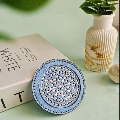 آینه دایره ای چرم طبیعی بزی فلوتر