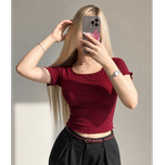 کراپ تیشرت ژور یقه خشتی
