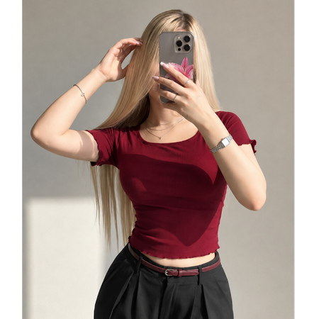 کراپ تیشرت ژور یقه خشتی