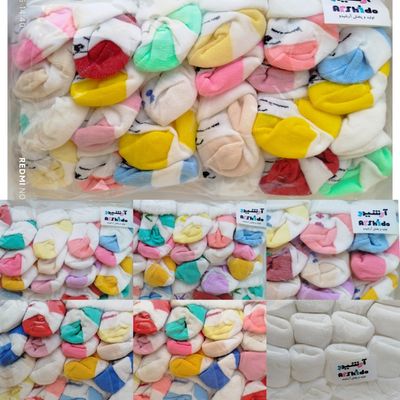 جوراب عمده نوزادی 24جفت عمده بدو تولد نینی سایز 2 جینی طبق طرح‌ها انتخاب کنید