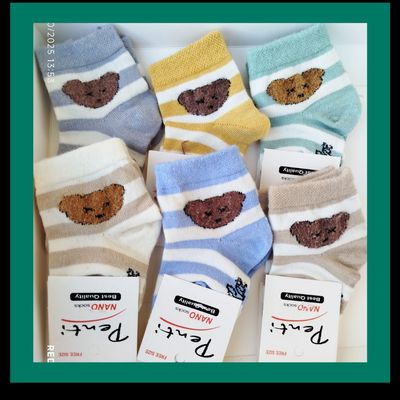 جوراب عمده جوراب نوزادی سایز نوزاد تا 12 ماه پنبه هندی طرح نایک ارشیدو