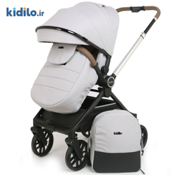 کالسکه کیدیلو مدل d900 دسته دوطرفه و چهار چرخ 360 درجه - رنگ طوسی روشن