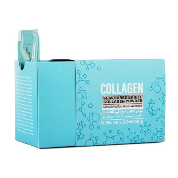 پودر کلاژن خوراکی طعم داره حاوی شیرین کننده سوکرالوز بسته 30 عددی