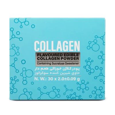 پودر کلاژن خوراکی طعم داره حاوی شیرین کننده سوکرالوز بسته 30 عددی