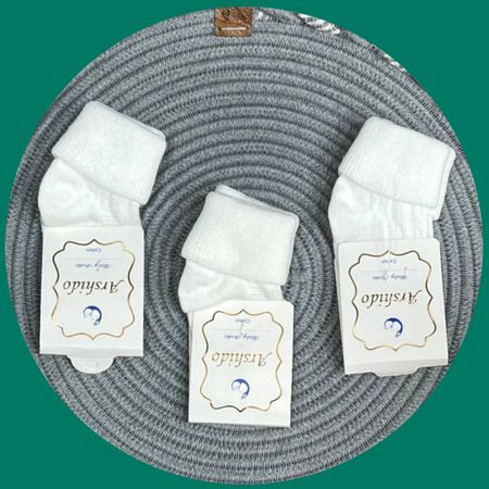 جوراب عمده نوزادی لبرگرد سایز نوزاد تا 12 ماه فری سایز پنبه هندی ویژگی استپدار