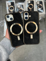 قاب آیفون مخمل مگسیف طلایی💛