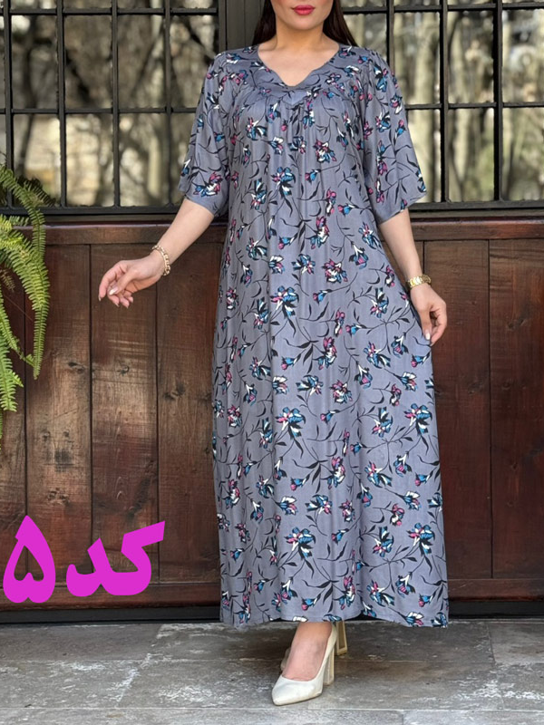 **پیراهن زنانه مامان - مدل هندی آستین کوتاه**