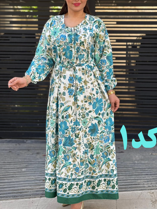 پیراهن فلور حاشیه دار بندی 6136**