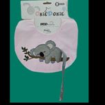 پیشبند نوزادی بند پستانکی عمده 12 عددی بند پستانک‌دار پارچه مخمل گلدوزی ارشیدو اوکی دوکی