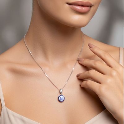 گردنبند نقره زنانه چشم نظر ظریف