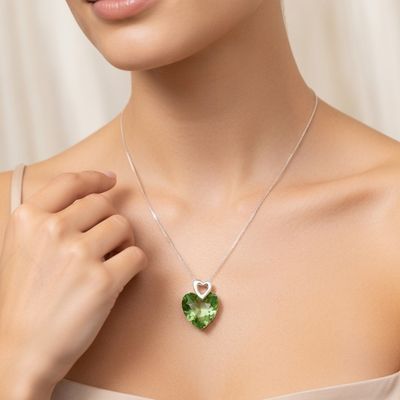 گردنبند نقره زنانه نگین سواروسکی قلبی سبز