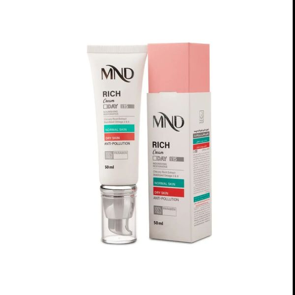 کرم روز مغذی و تقویتکننده پوست ام ان دی با فاکتور حفاظتی 15 مناسب پوست معمولی و خشک