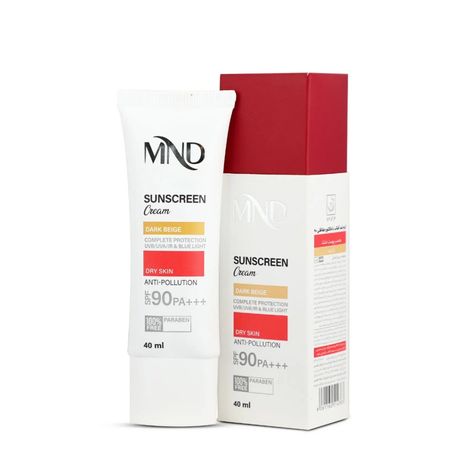 کرم ضد آفتاب با فاکتور حفاظتی 90 (SPF 90) بژ تیره ام ان دی مناسب پوست خشک