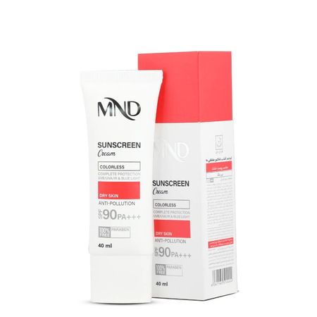 کرم ضد آفتاب با فاکتور حفاظتی 90 (SPF 90) بی رنگ ام ان دی مناسب پوست خشک