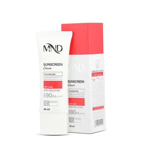 کرم ضد آفتاب با فاکتور حفاظتی 90 (SPF 90) بی رنگ ام ان دی مناسب پوست خشک