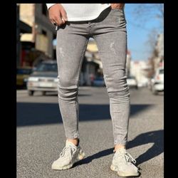 شلوار جین طوسی اسکینی با گارانتی کد 7546