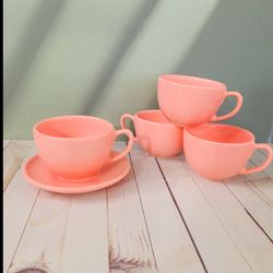 ست شش عددی فنجان و نعلبکی سرامیکی گلبهی