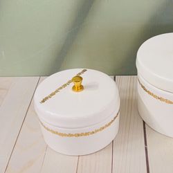 قندان سرامیکی طرح گل طلا