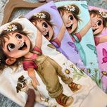 بلوز تک دخترانه آستین فینگردار دخترک خندان سایز 45 تا 60