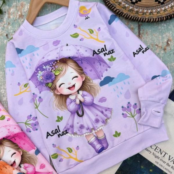 بلوز تک دخترانه آستین فینگردار دختر و چتر سایز 40 تا 55