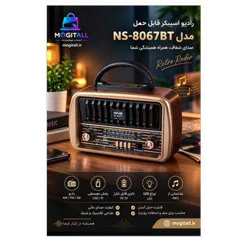 رادیو اسپیکر بی سیم قابل حمل NNS مدل NS-8067BT