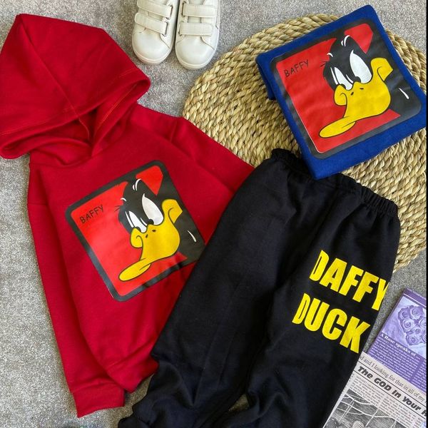 ست هودی شلوار طرح اردک سایز 45 تا 55