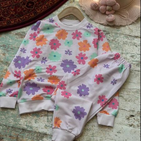 ست بلوز شلوار دخترانه طرح گل سایز 40 تا 55