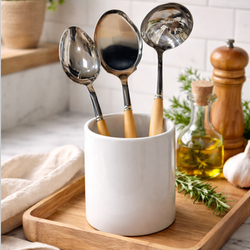 ست کفگیر،ملاقه و قاشق خورشی بزرگ دسته بامبو