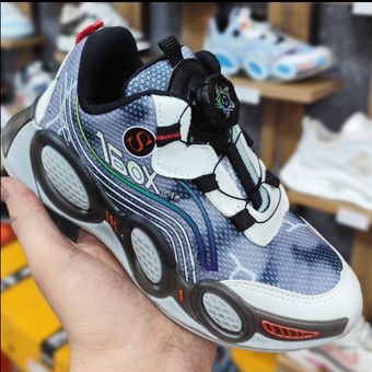 کتونی بچه گانه زنبوری بند پمپی طوسی سفید