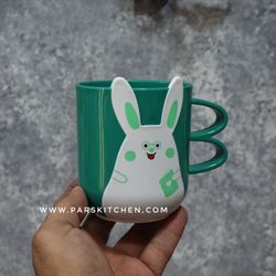 لیوان خرگوشی پلاستیکی سبز تیره