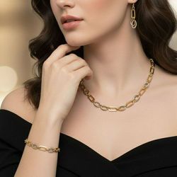 ست کامل گردنبند دستبند گوشواره مدل بیضی مستطیل