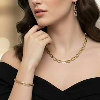 ست کامل گردنبند دستبند گوشواره مدل بیضی مستطیل