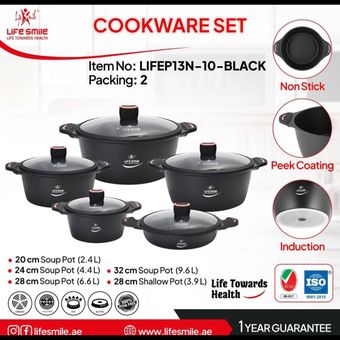 سرویس قابلمه 10 پارچه لایف اسمایل تیتانیوم مدل LIFEP13N-10