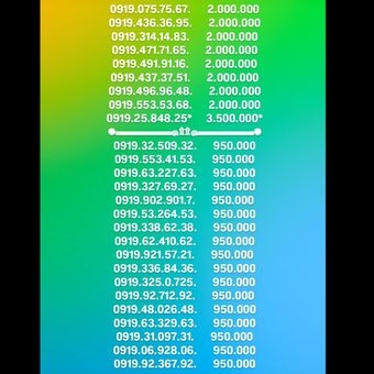 0919 لیست 100تایی (سیم کارت اعتباری همراه اول)