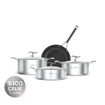 ست قابلمه 7 پارچه استیل کاراجا مدل Plasma Steel 316+ 3Ply