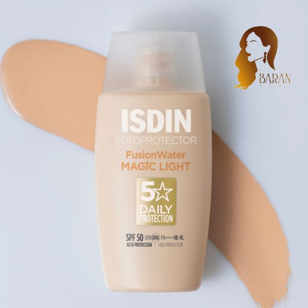 کرم ضد آفتاب ایزدین مدل فیوژن واتر مجیک لایت 5ستاره ++++PA محافظت +50 SPF حجم 50 میل اصل اسپانیا