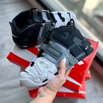 کتونی نایک آپتمپو مشکی طوسی - Nike uptempo black grey