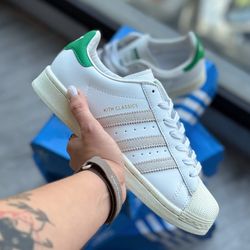 کتونی آدیداس سوپر استار سفید سبز - Adidas super star white green