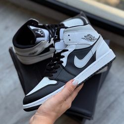 کتونی جردن وان ساقدار مشکی،سفید طوسی - Aj1 mid white shadow grey