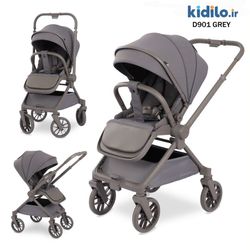 کالسکه کیدیلو مدل D901 دسته دوطرفه و چهار چرخ 360 درجه - رنگ طوسی - بدنه طوسی