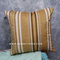 کاور کوسن مخمل راه راه خردلی